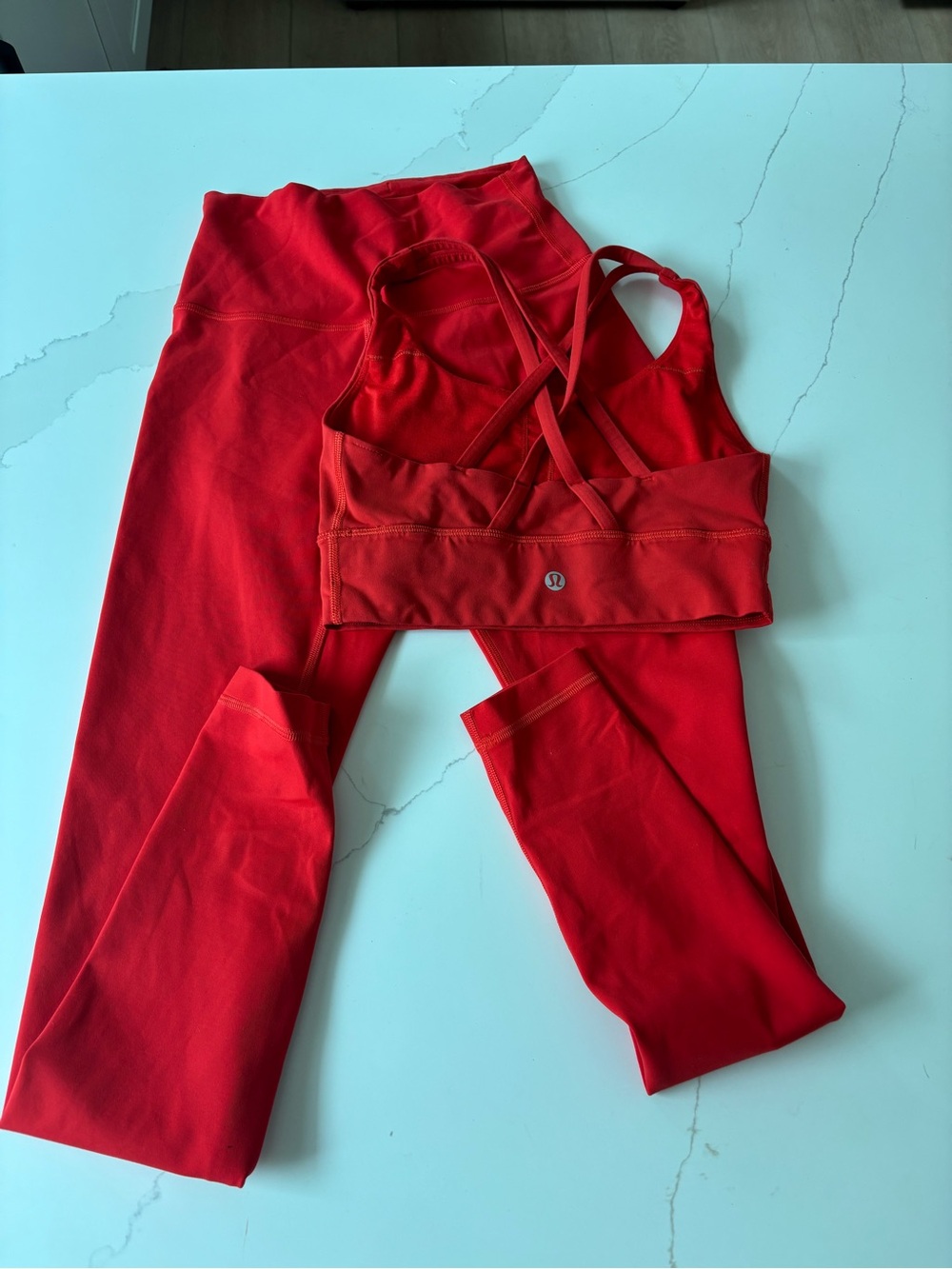 lululemon athletica Red High-Rise Leggings & Strappy Sports Bra Set set! Size 04